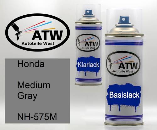 Honda, Medium Gray, NH-575M: 400ml Sprühdose + 400ml Klarlack - Set, von ATW Autoteile West.